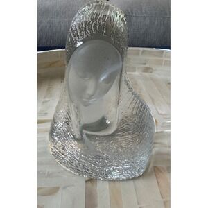 Vintage Viking Art Glass Sculpture Handmade Madonna‎ Statue Paperweight Bookend